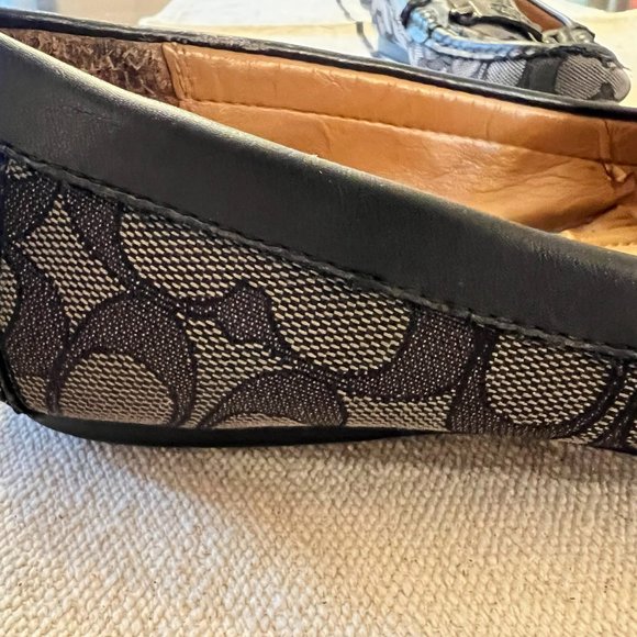 Coach Olive Black Gray Signature Logo Print Canvas Leather Loafer Size 7B - Picture 10 of 15